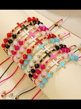 1 piece Cross bracelet (let me know the colour you want)